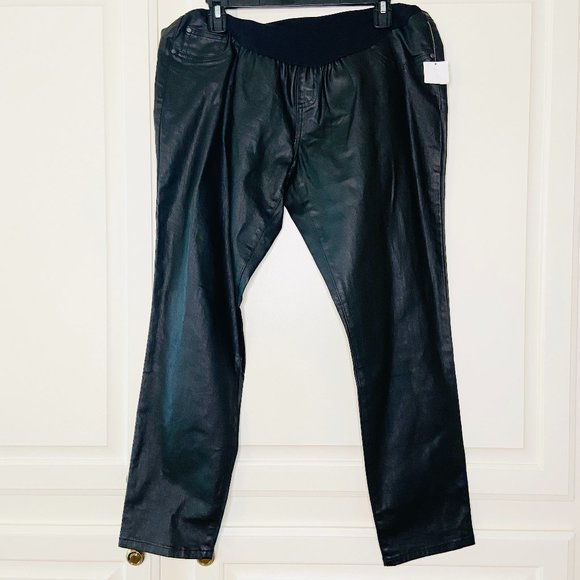 Motherhood Maternity Indigo Blue Coated Skinny Leg Ankle Jeans Black Lar… - Picture 4 of 10